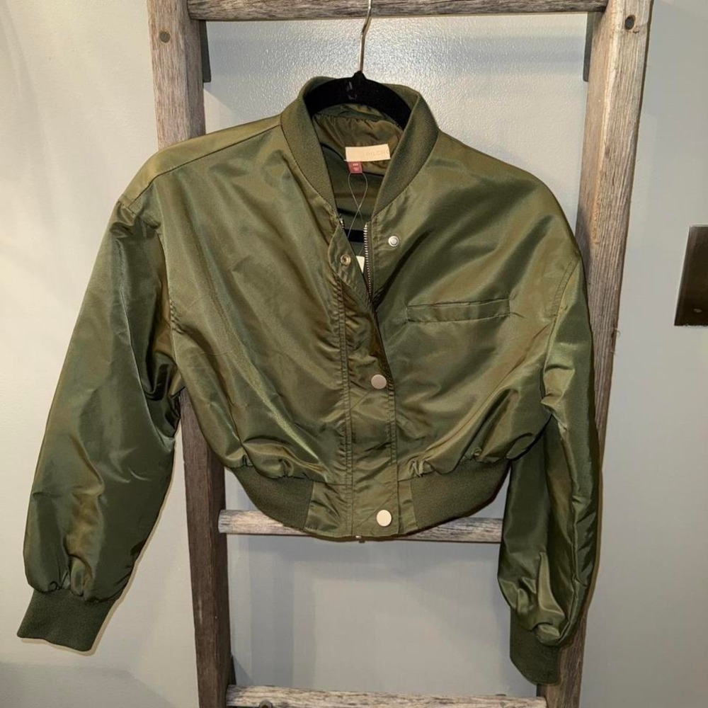 Pilcro Moss Green Cropped Bomber Jacket Womens XXS NWT 78248127
